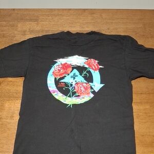 Black Graphic T-Shirt with Floral Design